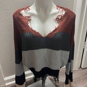 Rue21 Distressed knit multi colored‎ sweater